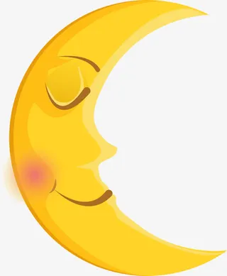 黄色卡通睡觉月亮免抠