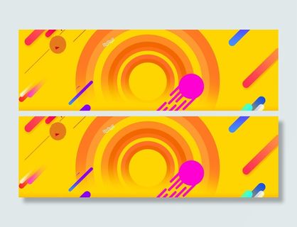 黄色渐变圆圈线放射光束banner背景图高清