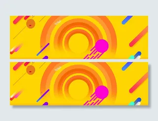 黄色渐变圆圈线放射光束banner背景图高清
