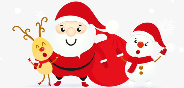 圣诞老人麋鹿雪娃娃免抠