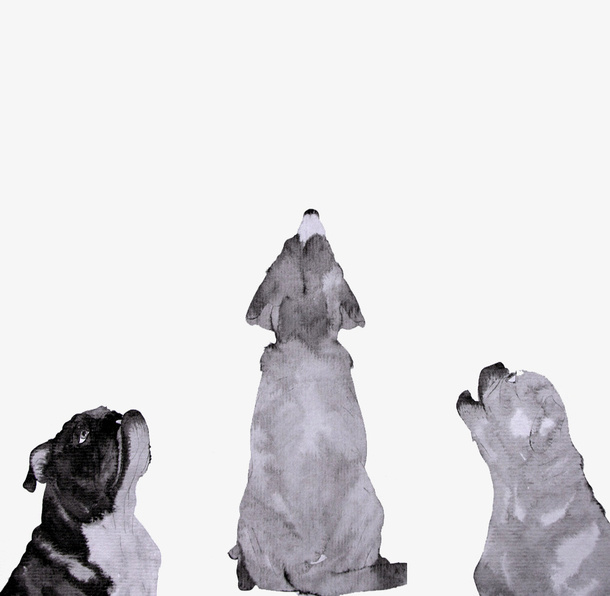 狗狗水墨画免抠