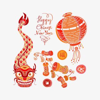 PNG灯笼鞭炮字母免抠