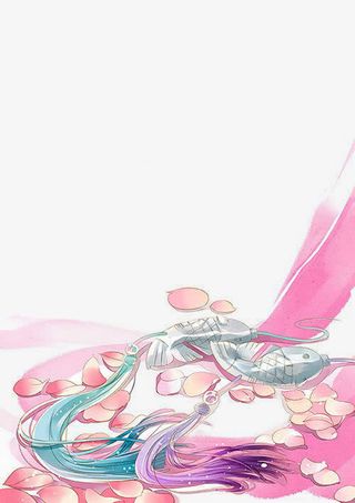 唯美古风水彩插画免抠