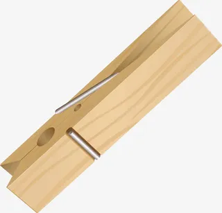 手绘黄色木夹子免抠