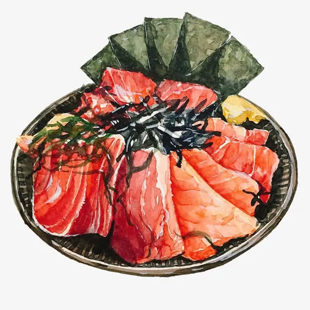 手絵日式生魚片免抠