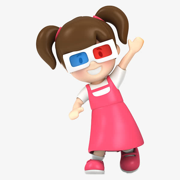 戴着3D眼镜的立体女孩免抠
