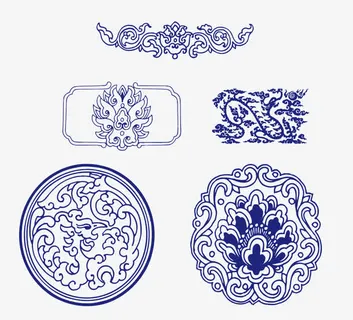 青花瓷传统花纹免抠