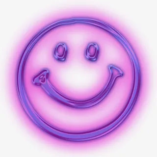 蒸汽波 酸性 笑脸 发光 金属免抠