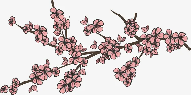 卡通春天粉色樱花免抠