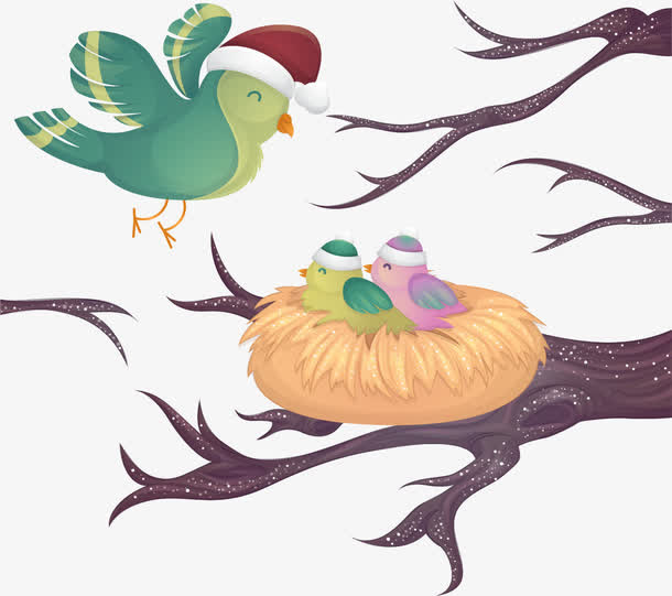 冬季小鸟喂养子女免抠