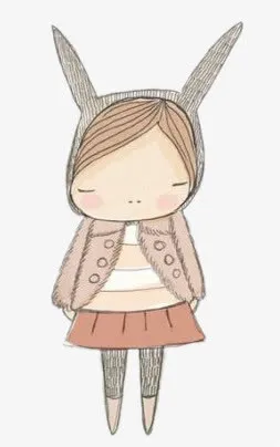 手绘搞怪女孩免抠