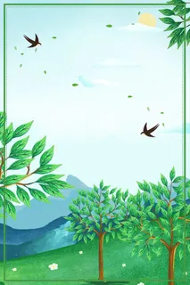 简约小清新春天卡通海报高清