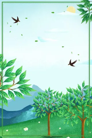 简约小清新春天卡通海报高清
