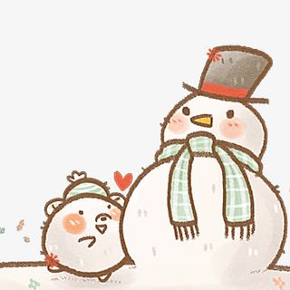 冬季堆雪人免抠