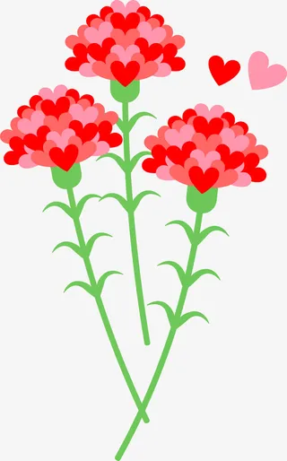 彩色爱心组成的康乃馨免抠