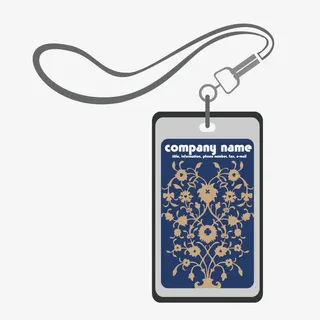 矢量蓝色印花工作证学生会免抠