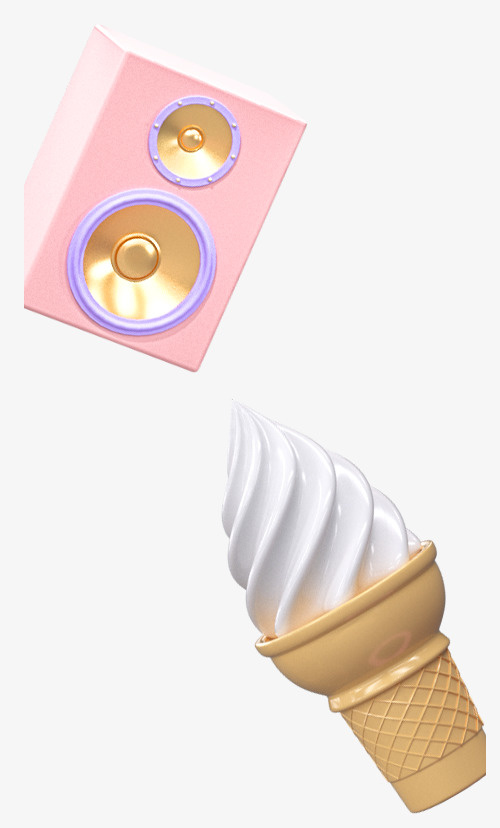 甜筒，音响，C4d，素材免抠