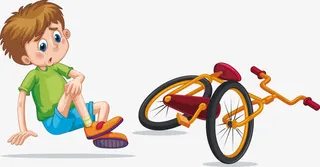 骑车跌倒的男孩免抠