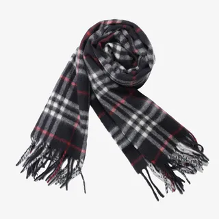 黑色白条纹羊绒围巾免抠