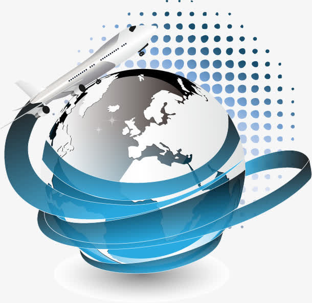 飞机与地球矢量素材免费下载免抠
