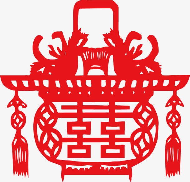 元宵春节剪纸灯笼免抠