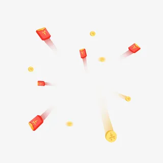 红包与金币向四方扩散免抠其他元素