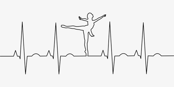 心电图风格小人跳舞剪影分隔符免抠