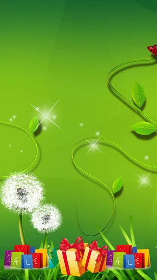 绿色春天活动促销礼品大赠送H5背景高清