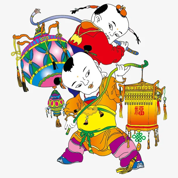 春节元素 新年 传统文化 招财童子免抠