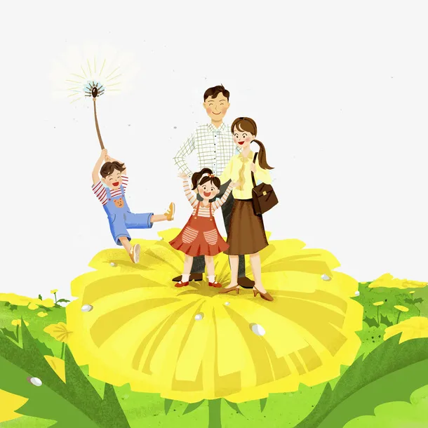 卡通手绘向日葵春游插画免抠