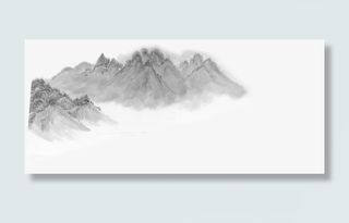 山水传统水彩绘画免抠