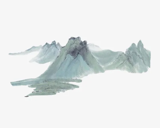 中国风水墨山水画元素免抠