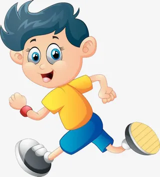 跑步向后看的男孩免抠