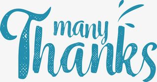 蓝色手写感谢卡免抠