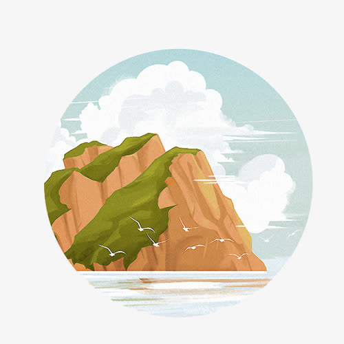 圆形的山水风景免抠
