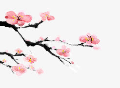 中国风水墨桃花免抠