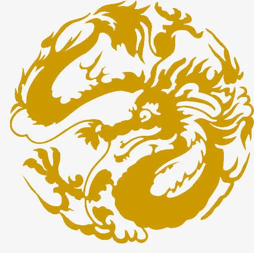 黄色中国龙纹样元素免抠