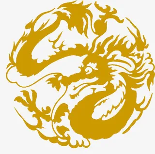 黄色中国龙纹样元素免抠