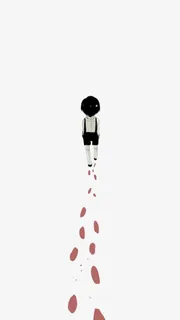 清新手绘孩子背影脚印免抠