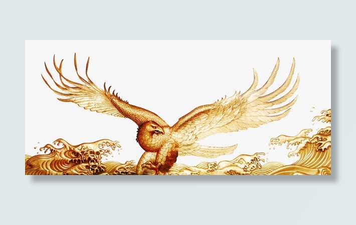 中国风金色海上的鲲鹏海报背景