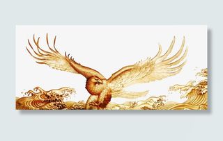 中国风金色海上的鲲鹏海报背景