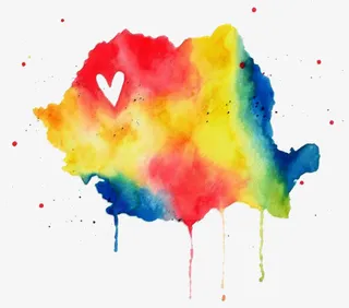 水彩爱心泼墨PNG免抠