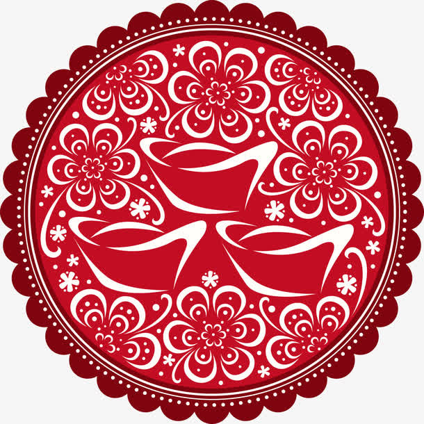 矢量中国风边框与元宝免抠