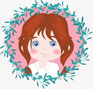 春天花环可爱女孩免抠