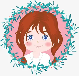 春天花环可爱女孩免抠