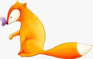 亲吻蝴蝶的狐狸免抠图免抠