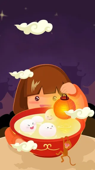 彩色卡通除夕H5背景高清