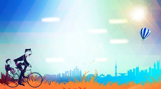 几何渐变父子单车背景素材高清