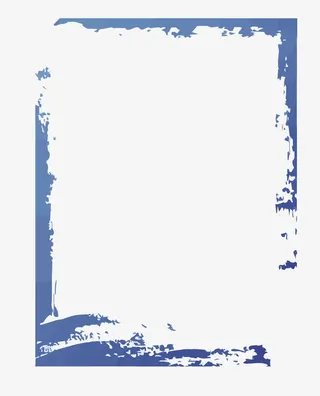 蓝色水墨边框免抠