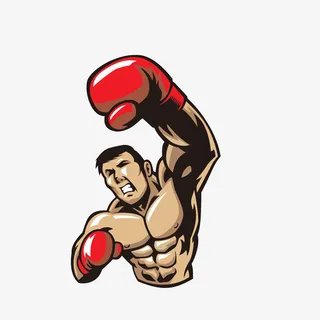 卡通奋力反击的搏击选手素材免抠